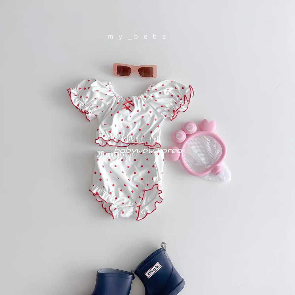 Short sleeved split swimsuit swim trunks swim caps