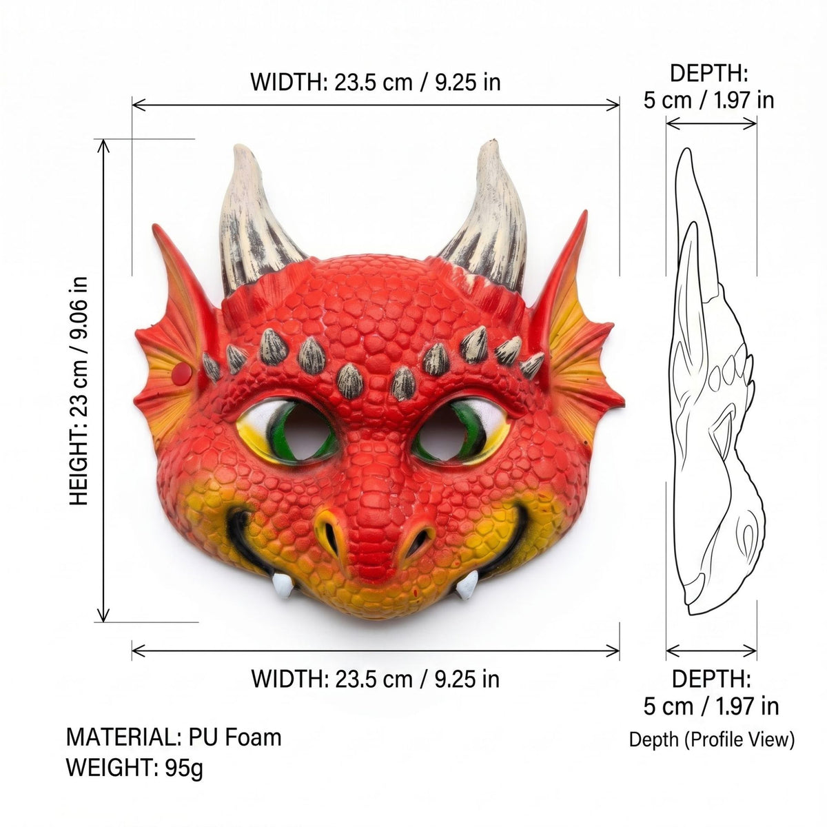 Halloween Dragon Mask Baby Dragon Mask PU Foam Animal Mask Cos Prop Carnival Mardi Gras Prop
