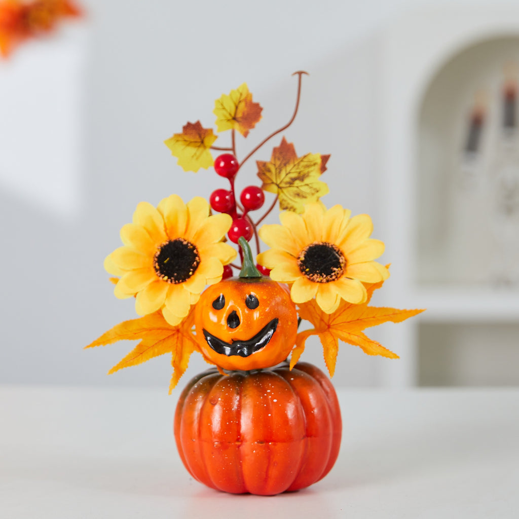 Halloween Decoration Artificial Maple Leaves Pumpkin Autumn Harvest Festival Thanksgiving Scene Decoration Props