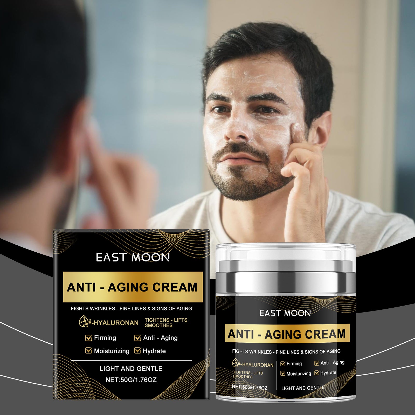 East Moon Men's Anti-Aging Moisturizing Cream Deeply Moisturizes, Gently Nourishes, Firms And Softens Skin
