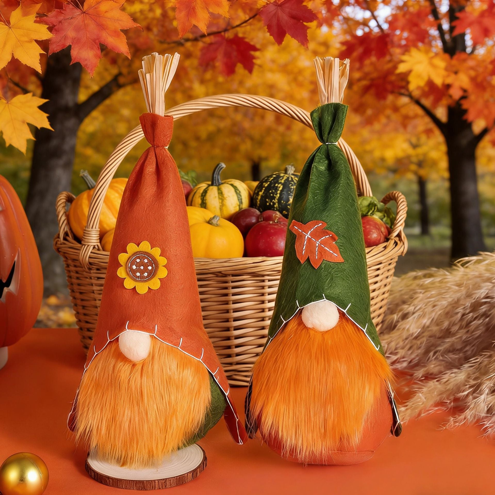 New Harvest Festival Sunflower Rudolph Thanksgiving Dwarf Faceless Doll Desktop Window Display Figurine
