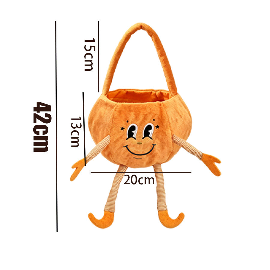 Halloween Handheld Bow Embroidered Candy Bag Kids Festival Decoration Prop Ghost Festival Pumpkin Bucket Trick-or-Treat Bag