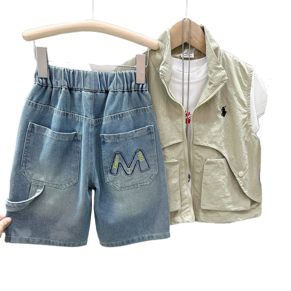 Casual Washed Denim Shorts for Boys Kids Summer Cotton Pants Mid-Length Five-Quarter Pants Wholesale