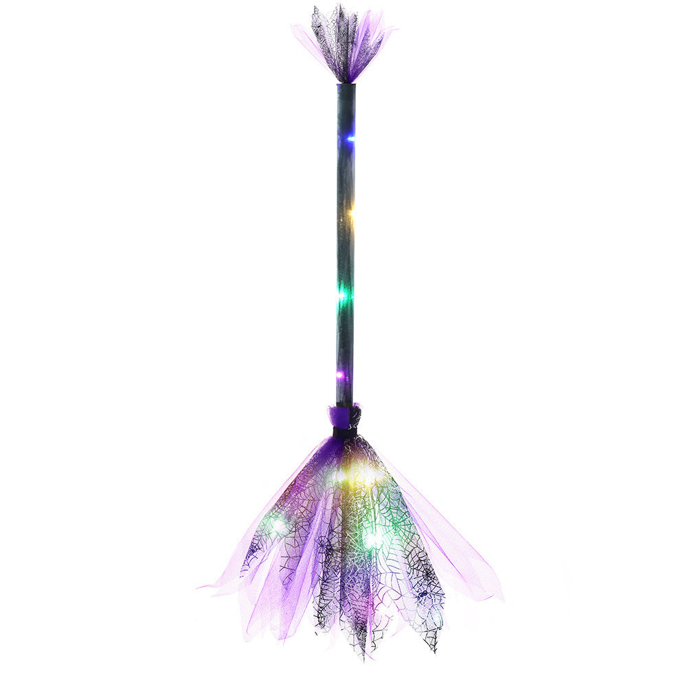 Witch Broom LED Light-Up Broom for Halloween Costume Party, Magic Ride, Witchcraft Prop