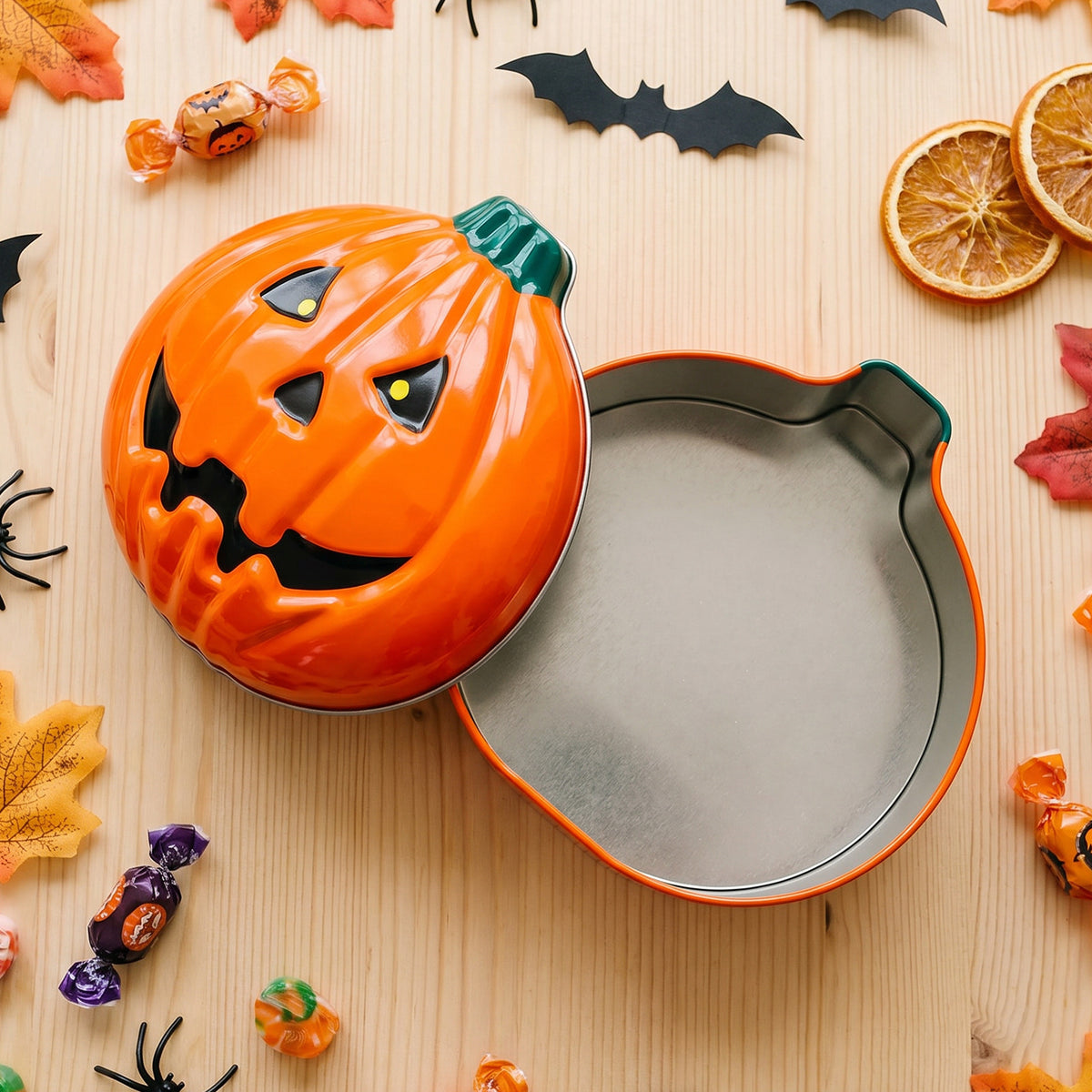 Halloween Pumpkin Ghost Face Tin Box Baking Cookie Snack Packaging Can Festival Gift Favor Metal Box