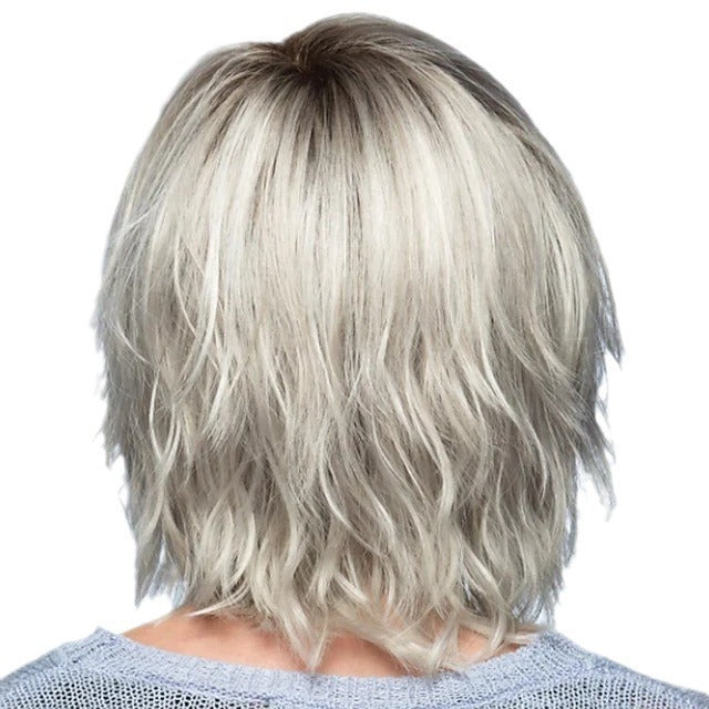 Cross-border European and American Women's Short Gradient Color Fashion White Wig, Synthetic Hair Cap, Fluffy Curly Wigs