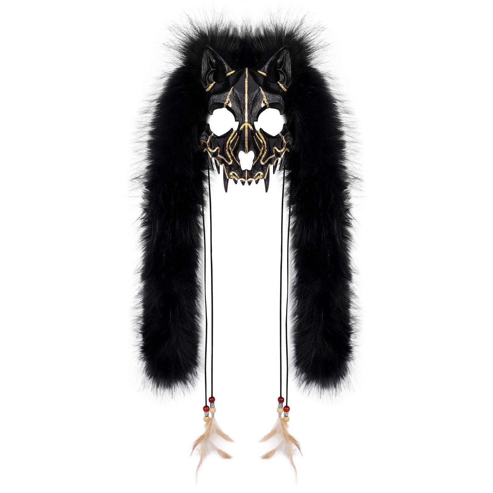 Halloween Carnival Fashion Animal Mask Viking Fox Mask with Faux Fur Headwear COS Werewolf