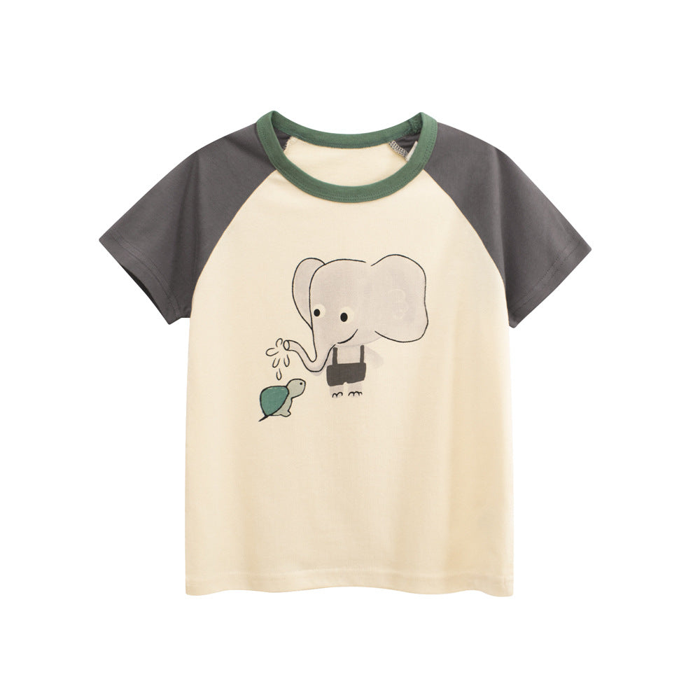 Cute Cartoon Print Short Sleeve T-Shirt for Girls