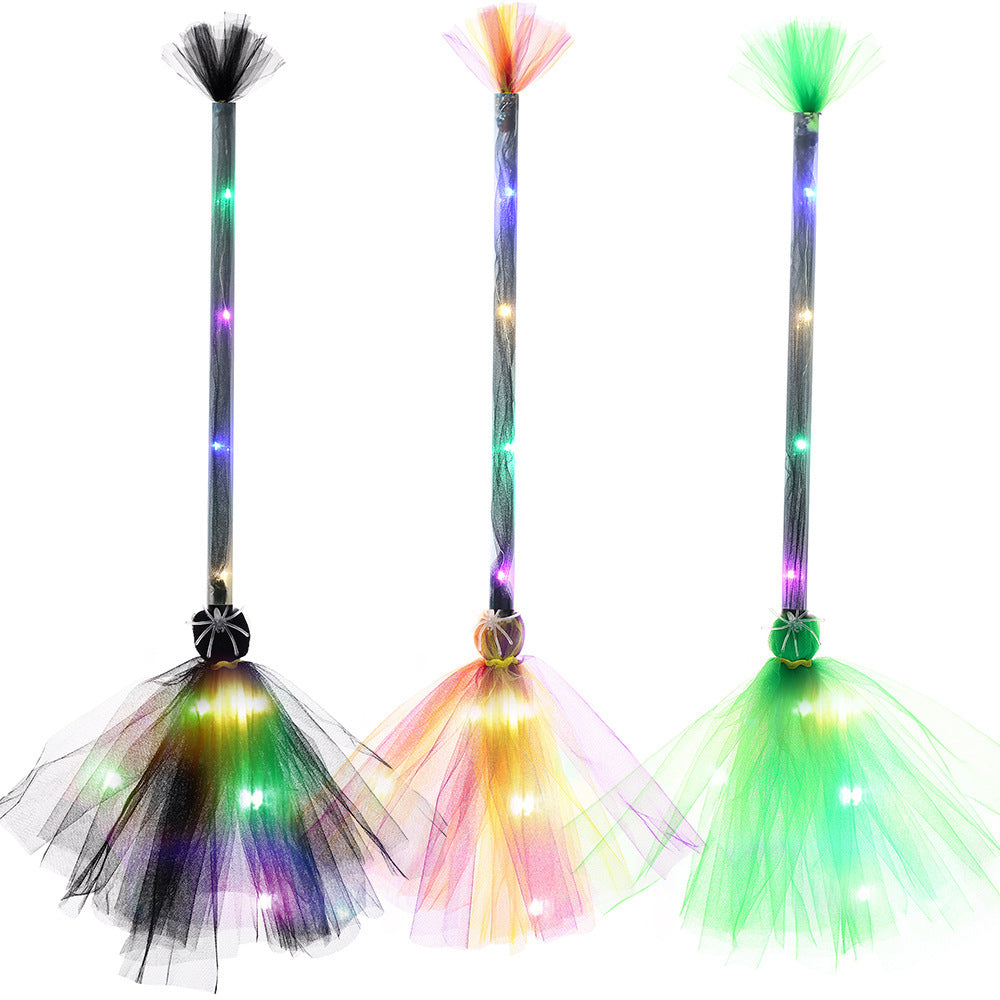 Witch Broom LED Light-Up Broom for Halloween Costume Party, Magic Ride, Witchcraft Prop
