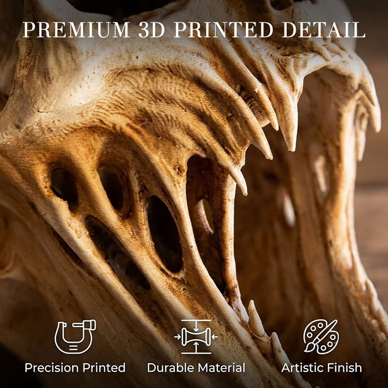 Gothic 3D Demon Skull Sculpture – Horror Skull Decor & Halloween Tabletop Figurine