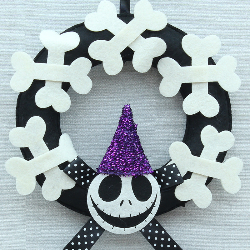 Halloween Pumpkin Skull Decoration Wreath Vine Ring Festival Hanging Ornament Decorative Props