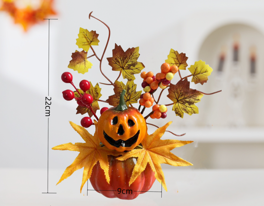 Halloween Decoration Artificial Maple Leaves Pumpkin Autumn Harvest Festival Thanksgiving Scene Decoration Props