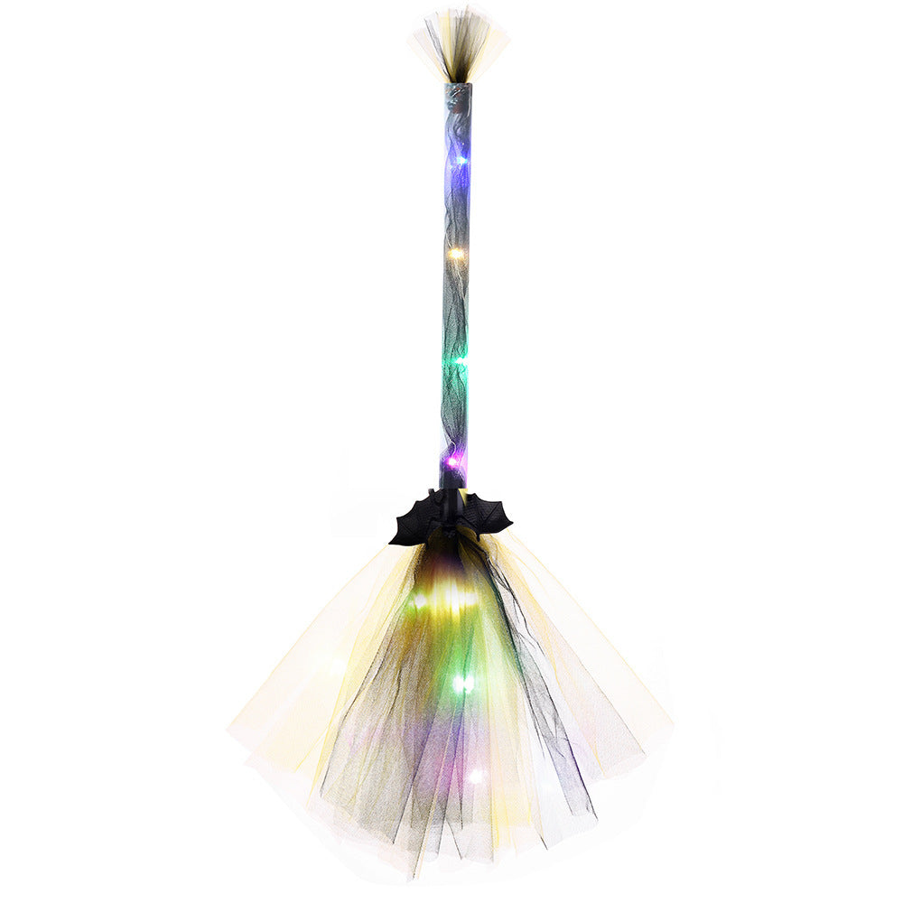 Witch Broom LED Light-Up Broom for Halloween Costume Party, Magic Ride, Witchcraft Prop