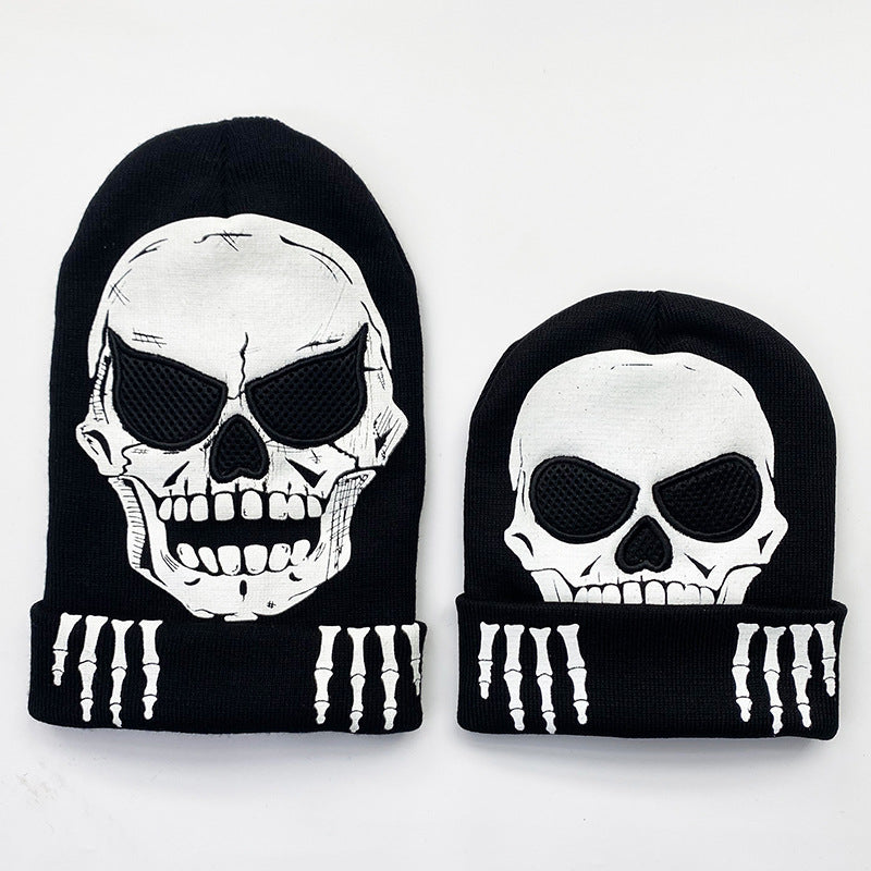 AliExpress Cross Border Skull Luminous Knitted Hat Skull Skeleton Hat Cap Halloween Decoration
