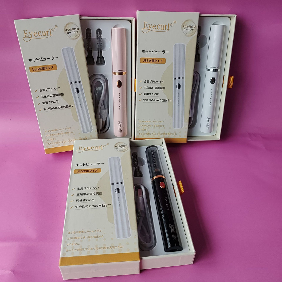 Eyecurl Small Steel Tube Electric Eyelash Curler, Electric Heating, Ready to Use, USB Charging, Clip-On Curler All in One