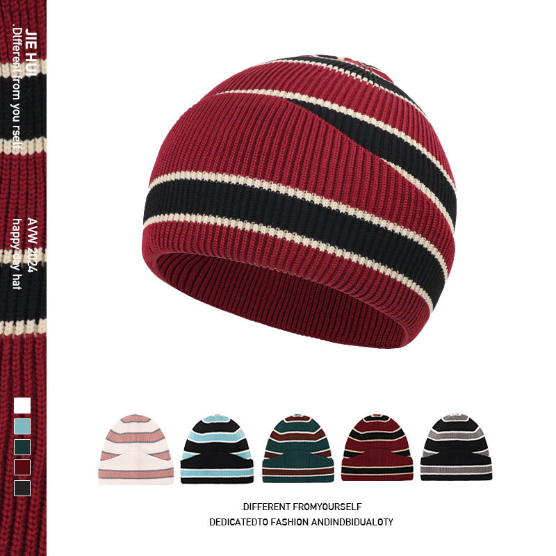 New Four Seasons Flying Woven Men's and Women's Knitted Hat Big Head Wai Cold Hat Men's European and American temu Lazy Style Hat Warm