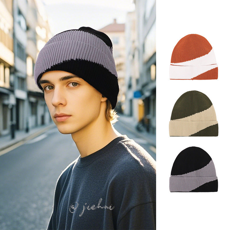New Four Seasons Flying Woven Men's and Women's Knitted Hat Big Head Wai Cold Hat Men's European and American temu Lazy Style Hat Warm