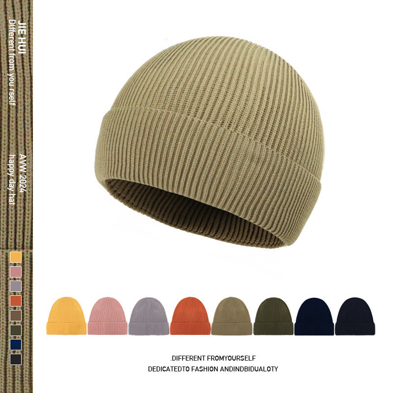 New Four Seasons Flying Woven Men's and Women's Knitted Hat Big Head Wai Cold Hat Men's European and American temu Lazy Style Hat Warm