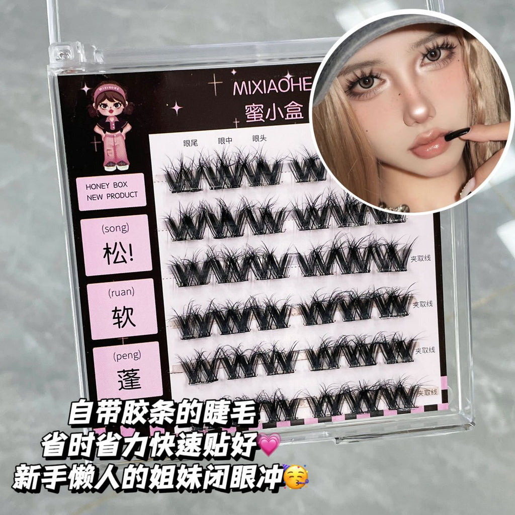 Super Photogenic! Honey Box Large Flower Roll 3D Glue-Free False Eyelashes, No Removal, Sweet and Cool Photogenic, Easy to Use Eyelashes for Lazy People