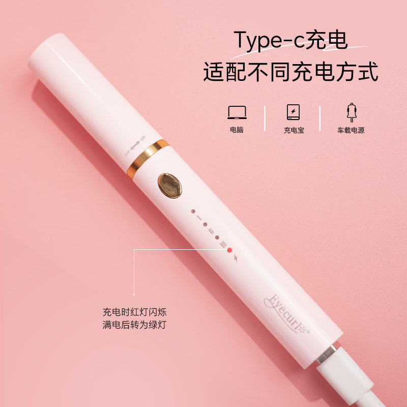 Eyecurl Small Steel Tube Electric Eyelash Curler, Electric Heating, Ready to Use, USB Charging, Clip-On Curler All in One