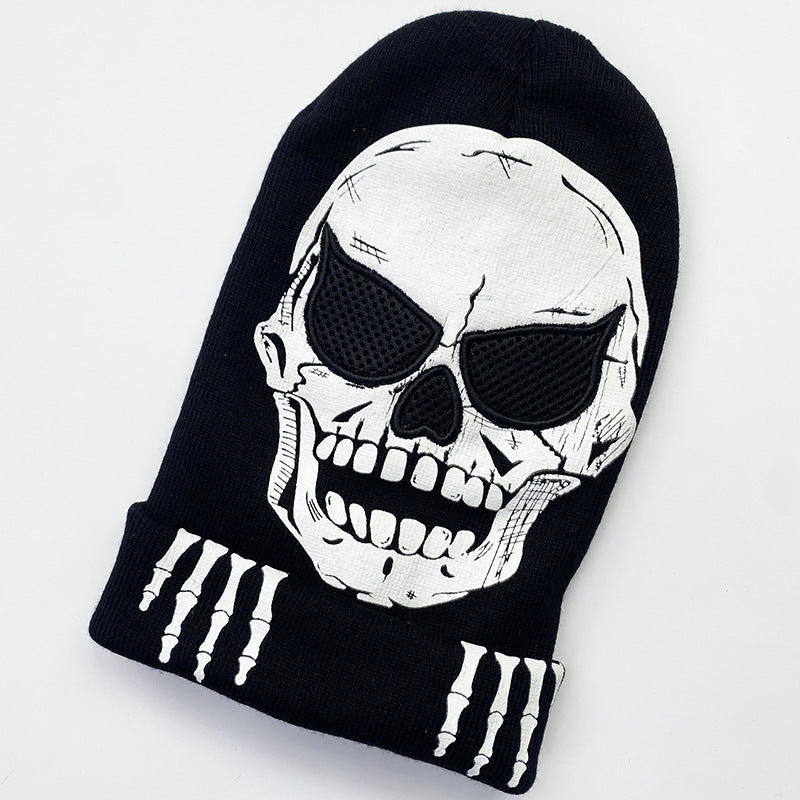 AliExpress Cross Border Skull Luminous Knitted Hat Skull Skeleton Hat Cap Halloween Decoration