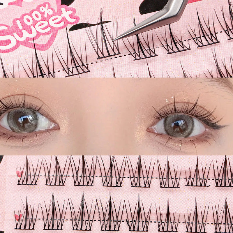 [No glue] 10 rows of super-large capacity pure wild little devil false eyelashes thick photogenic mixed lazy trilogy