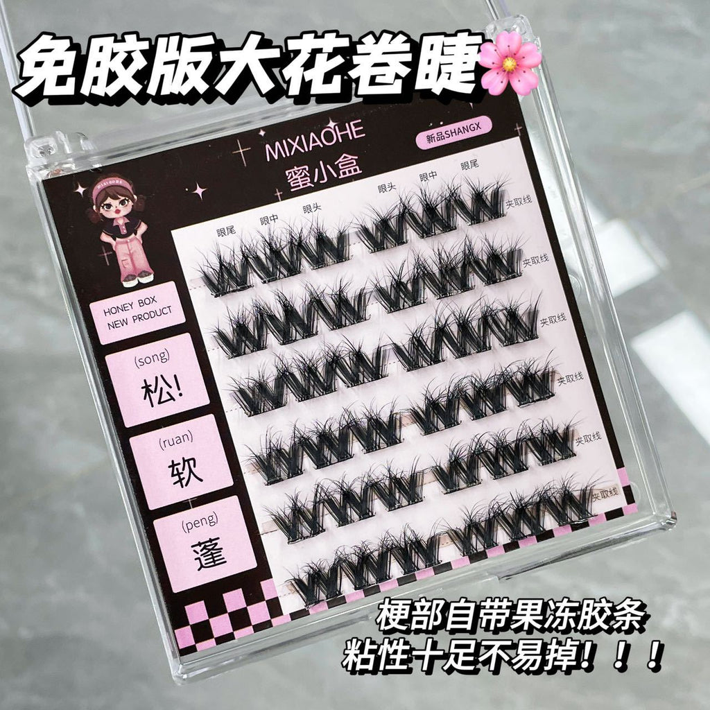 Super Photogenic! Honey Box Large Flower Roll 3D Glue-Free False Eyelashes, No Removal, Sweet and Cool Photogenic, Easy to Use Eyelashes for Lazy People