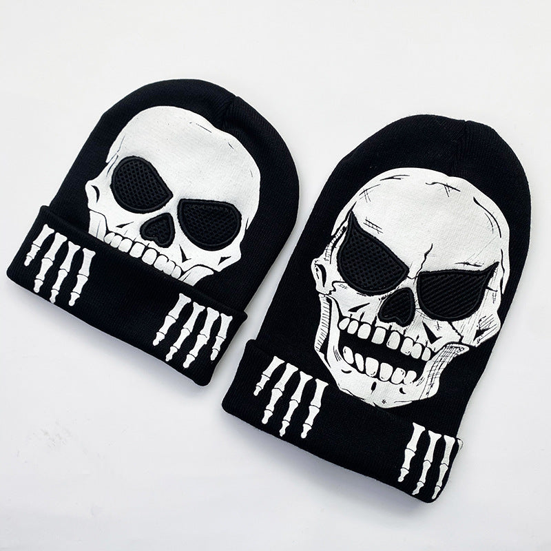 AliExpress Cross Border Skull Luminous Knitted Hat Skull Skeleton Hat Cap Halloween Decoration