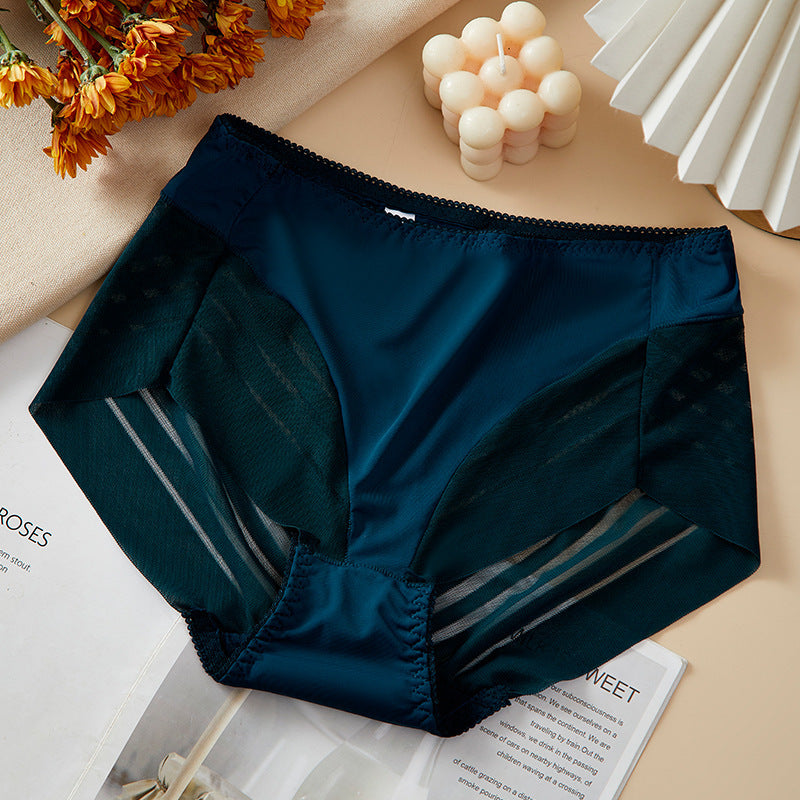 New Lace Panties for Women, Mid-High Waist, Plus Size, Sexy, Seamless, Hollow, Breathable Cotton Crotch Briefs, Seamless Lace