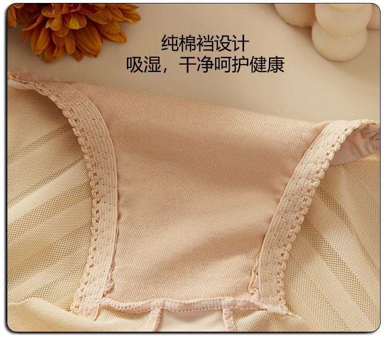 New Lace Panties for Women, Mid-High Waist, Plus Size, Sexy, Seamless, Hollow, Breathable Cotton Crotch Briefs, Seamless Lace