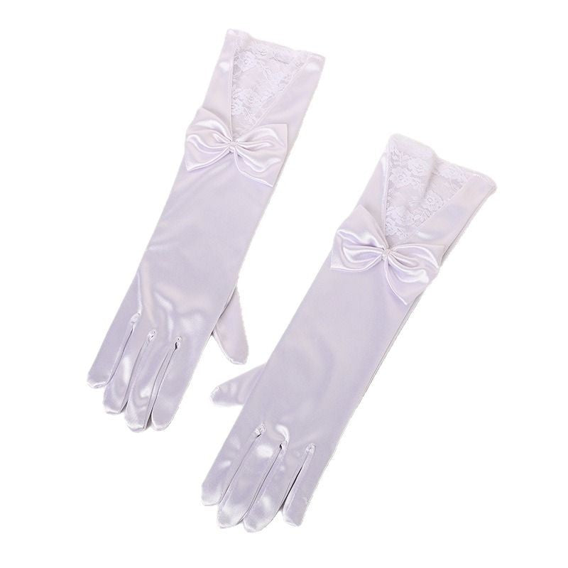Cross-border Black Lace Gloves Celebrity Wedding Bride Sunscreen Thin Stage Singer Etiquette Long Bow Gloves