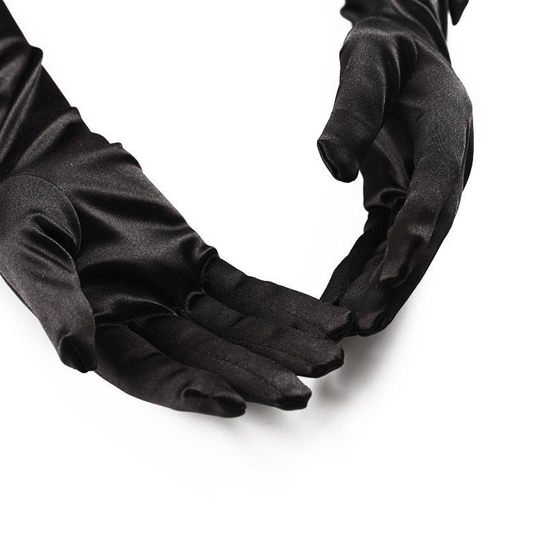 Cross-border Black Lace Gloves Celebrity Wedding Bride Sunscreen Thin Stage Singer Etiquette Long Bow Gloves